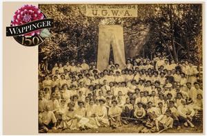 A 4 x 6 postcard depicting the United Garment Workers of America a Union at the Sweet-Orr factory in Wappinger