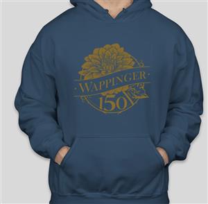 Unisex hoodie featuring the Wappinger 150 logo. This item is a special order and will take approximately two weeks to arrive